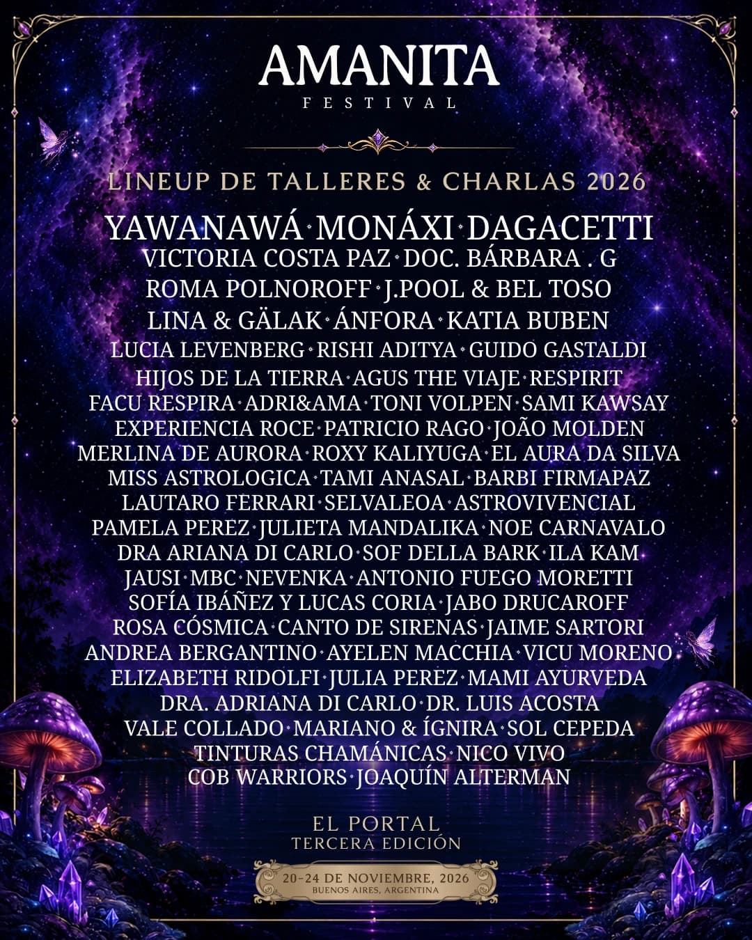 Lineup de Talleres y Charlas de Amanita 2026
